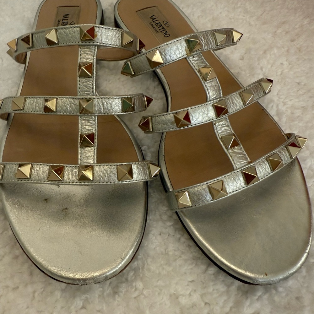 Valentino Garavani Silver Studded Sandals